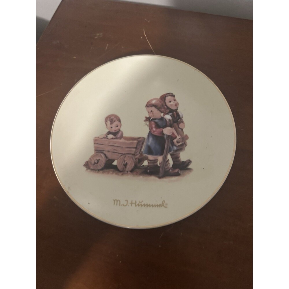 VTG M.J. Hummel Pleasant Journey Plate  8'' Gold Rimmed